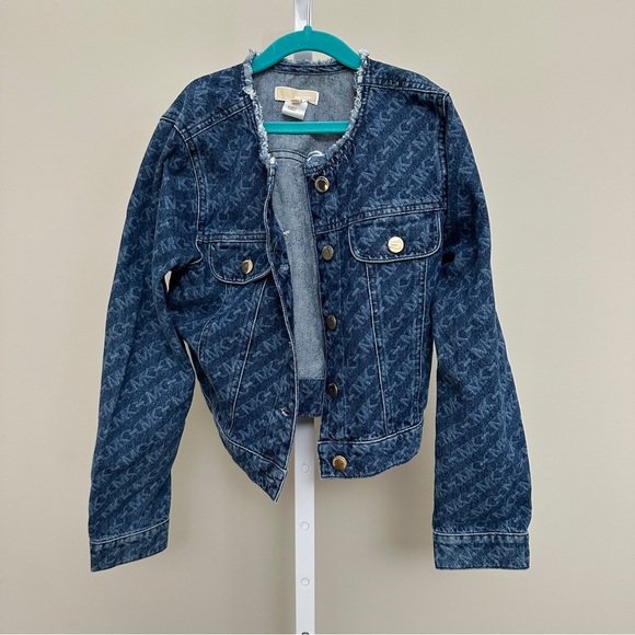 Michael Kors Empire Logo Print Denim Jacket size 12 kids - Picture 3 of 6